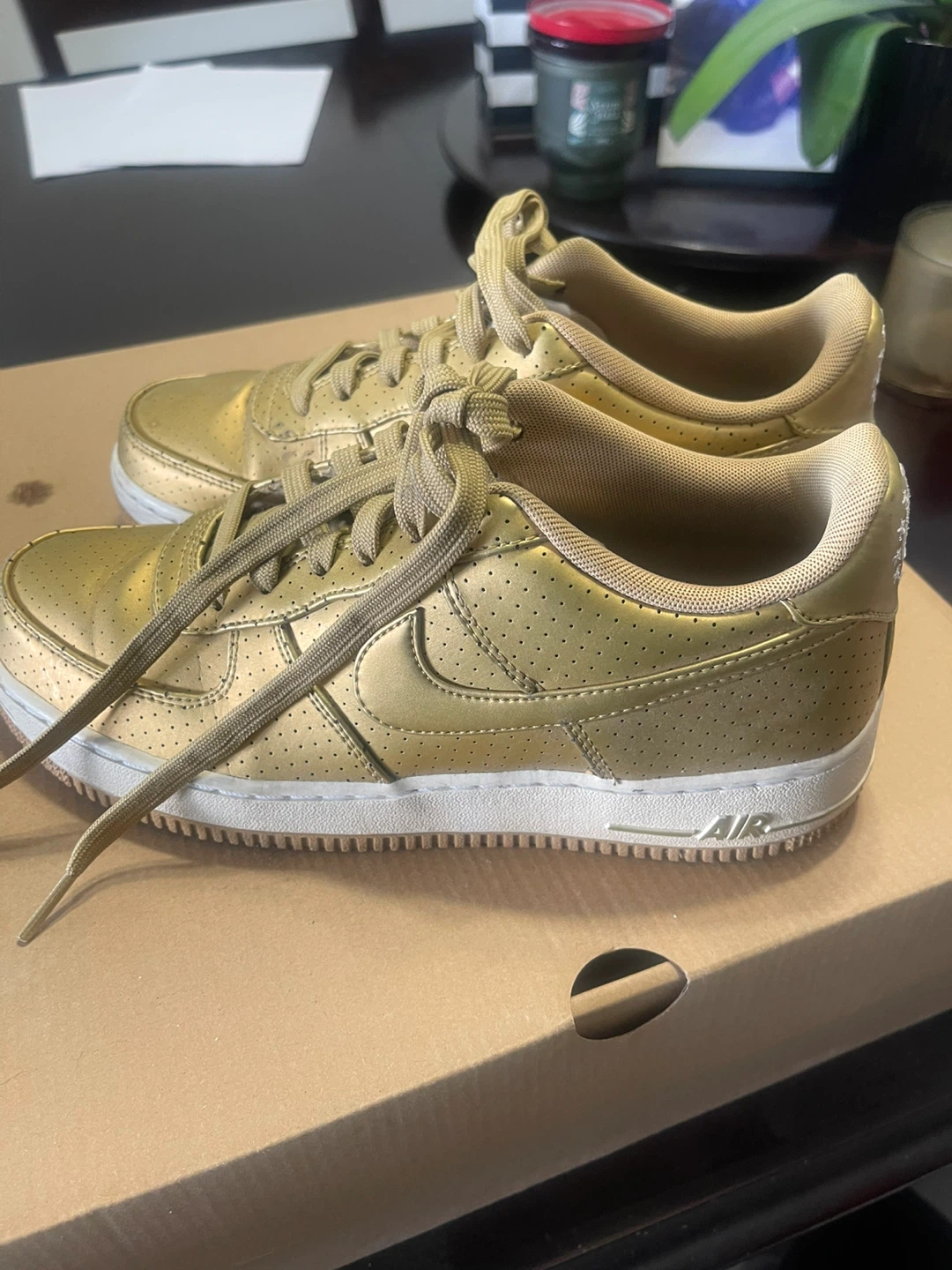 Nike Air Force 1 Gold Sneakers - photo 2