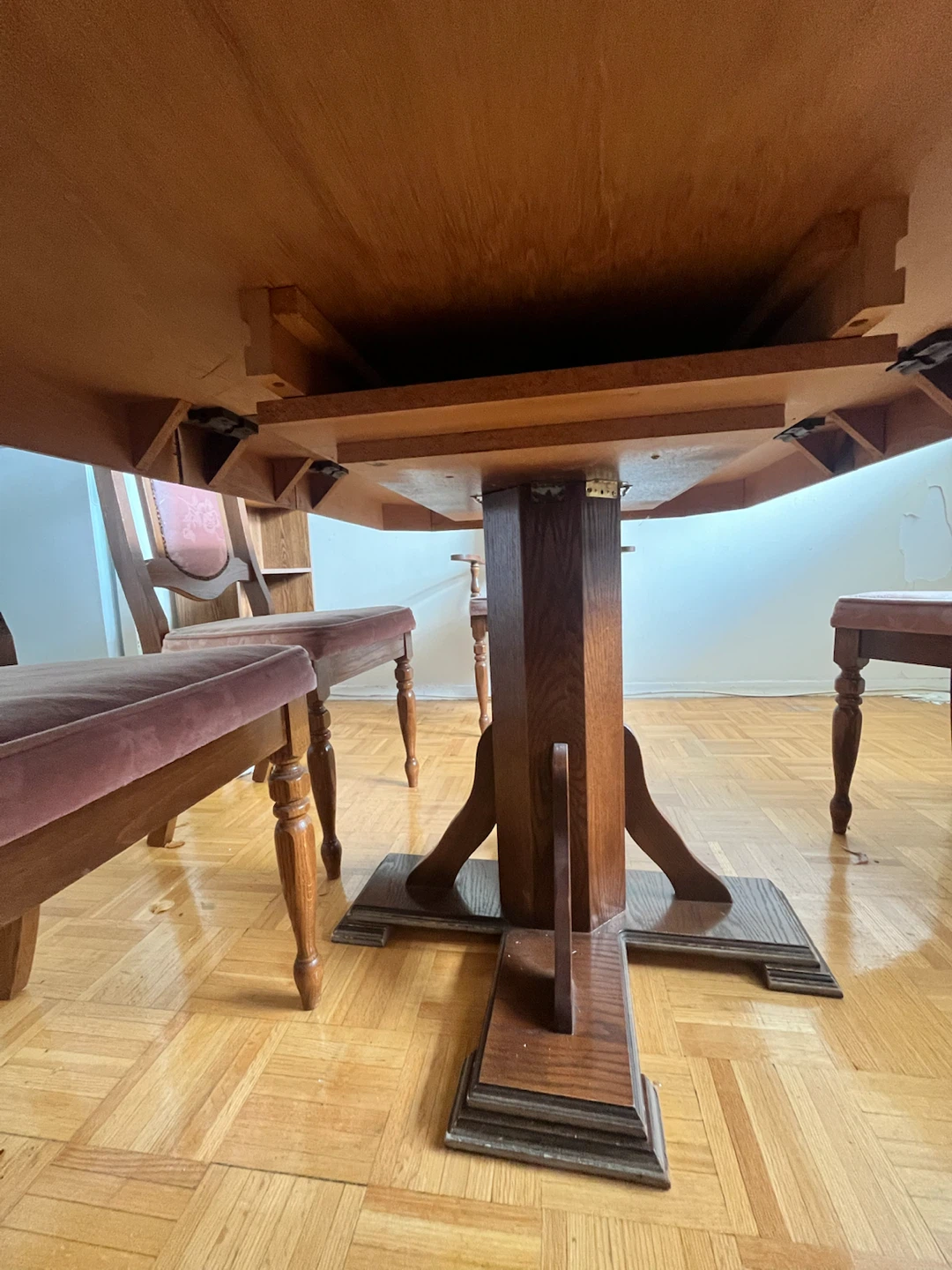 Vintage Oak Dining Set with Upholstered Chairs - photo 3