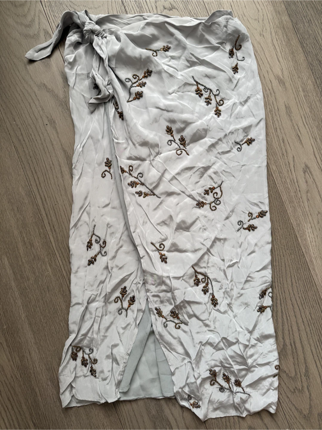 ZARA Embroidered Wrap Skirt - new with tags, grey, silver - photo 2