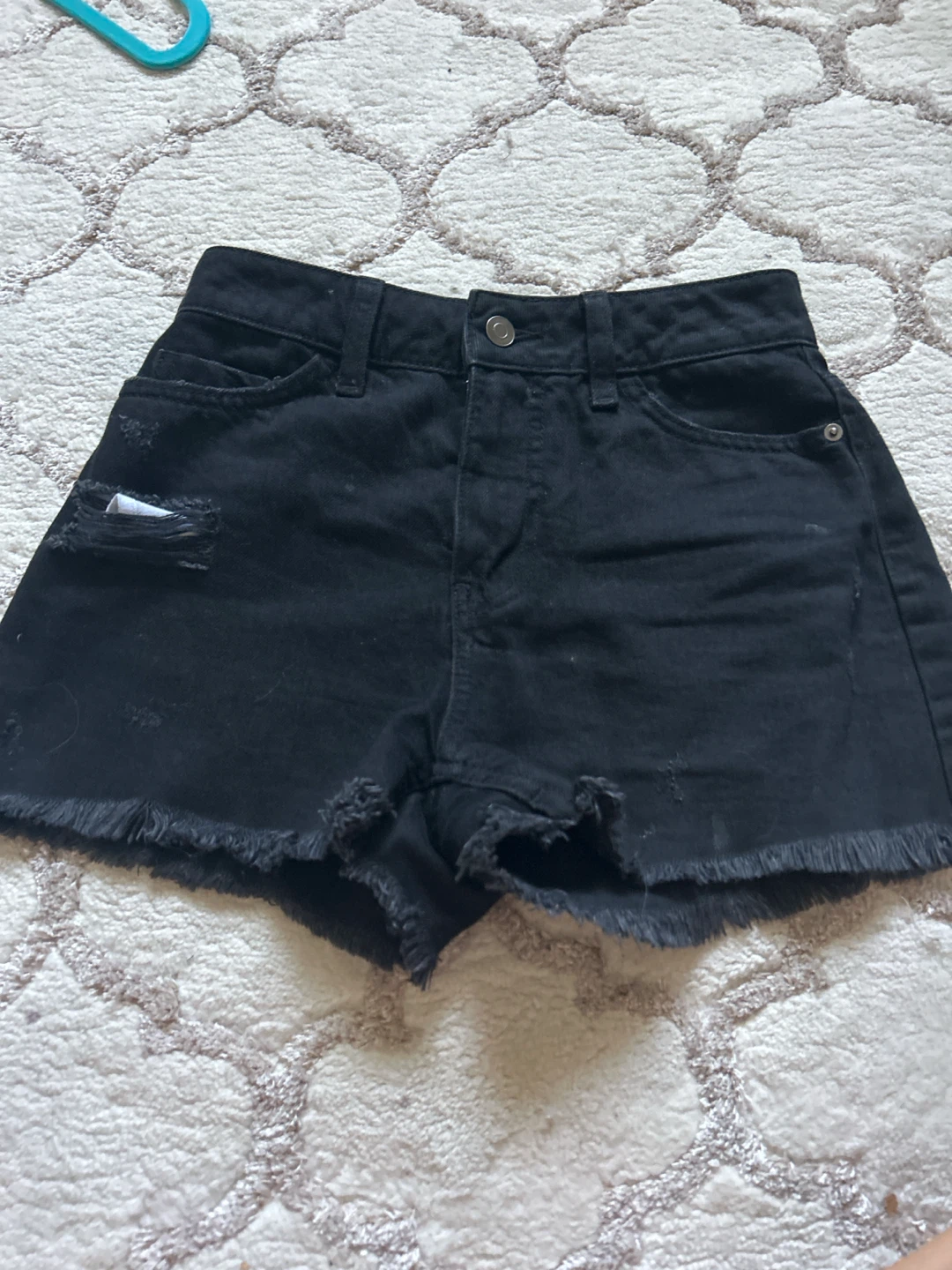 Black Distressed Denim Shorts