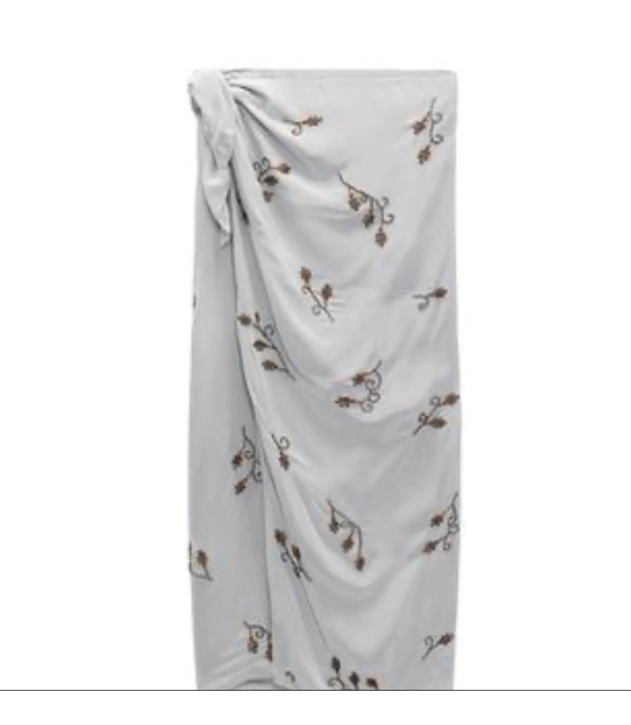 ZARA Embroidered Wrap Skirt - new with tags, grey, silver