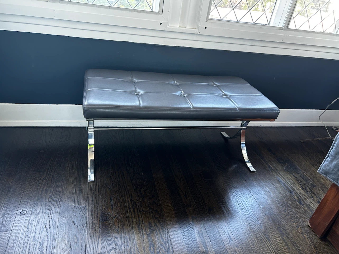 Tufted Faux Leather Bench