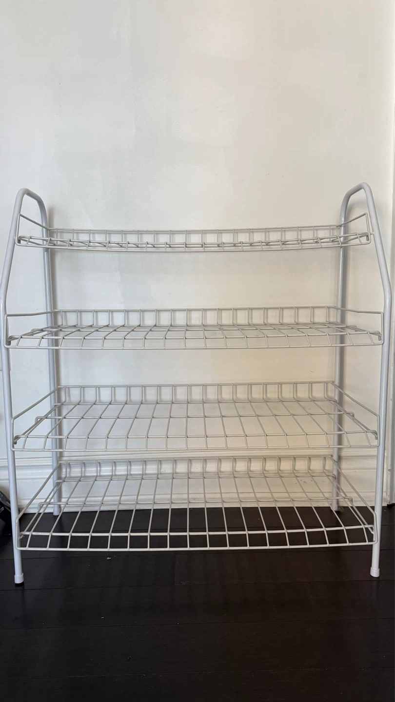 White 4-Tier Wire Shoe Rack