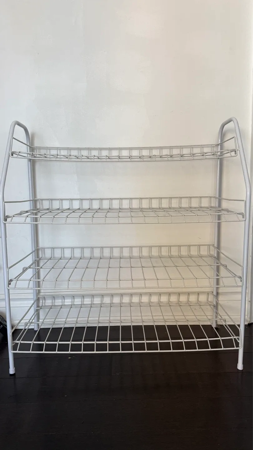 White 4-Tier Wire Shoe Rack