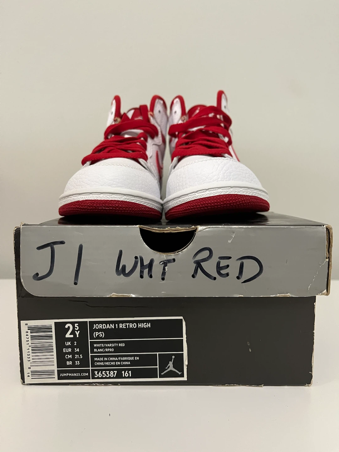 Jordan 1 Retro High (PS) White/Varsity Red Sneakers
