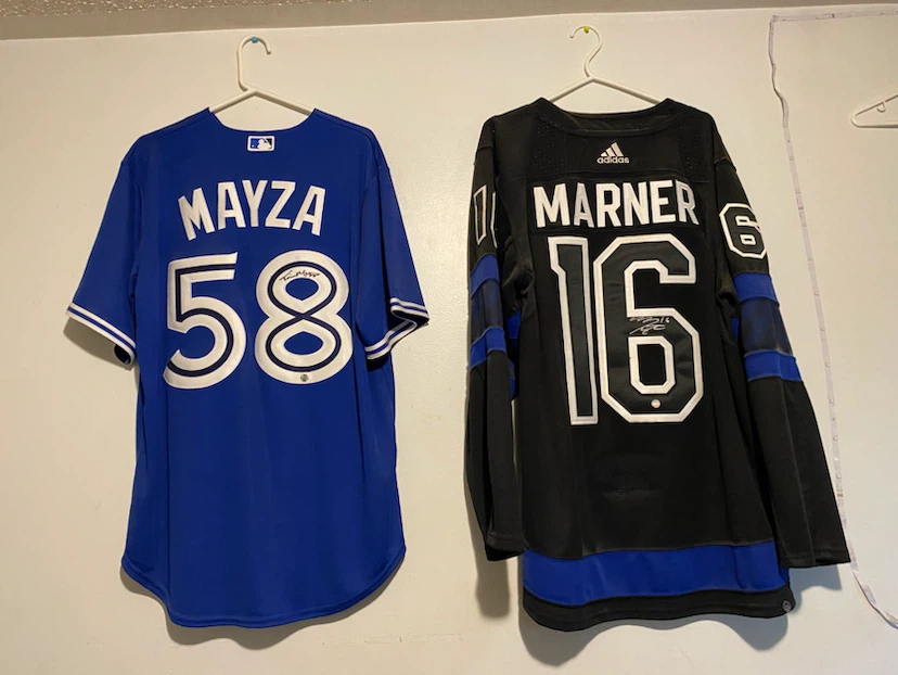 Signed Toronto Blue Jays and Marner Hockey Jersey