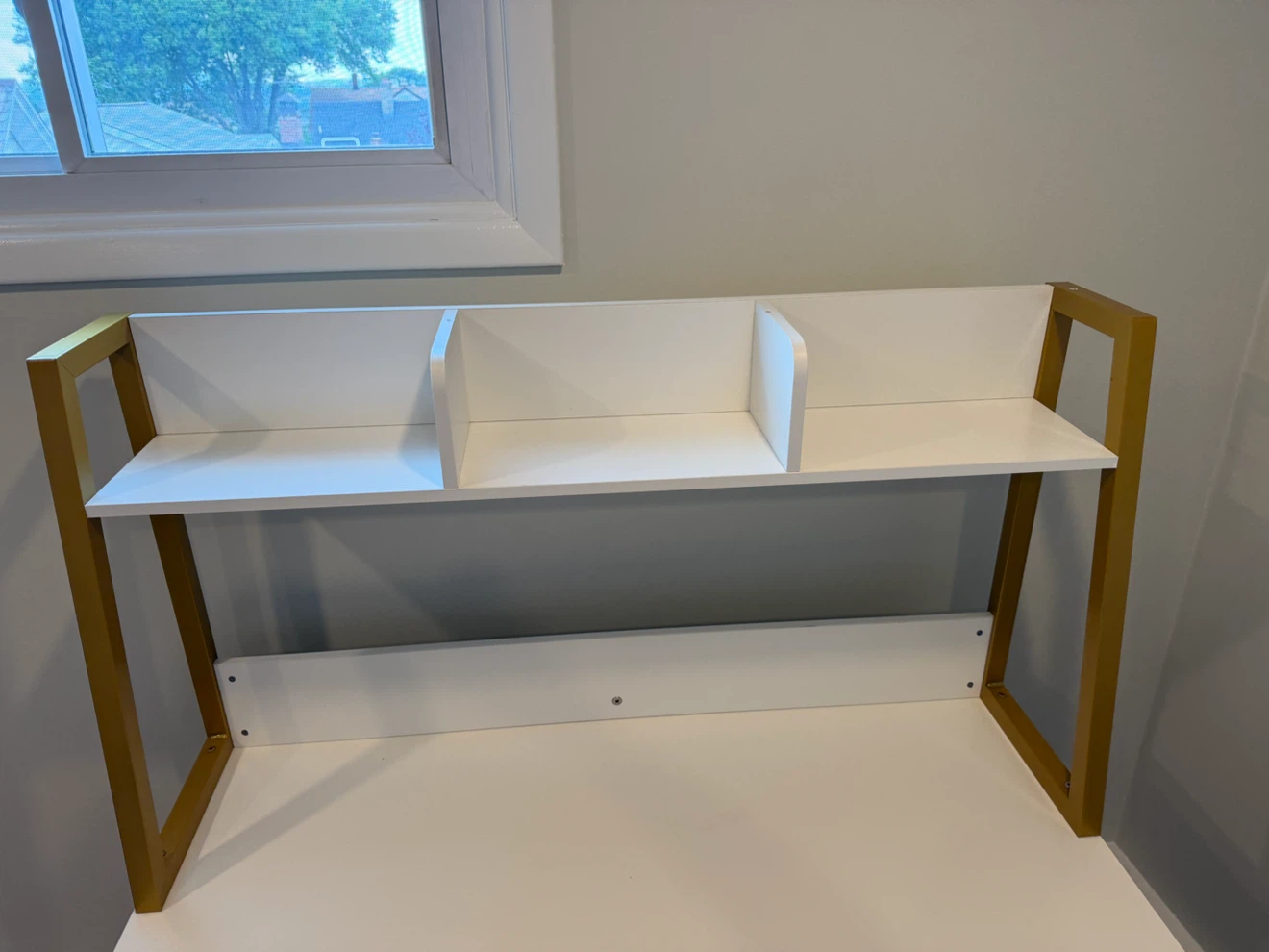 White Desk with Gold Frame and Shelves - photo 4