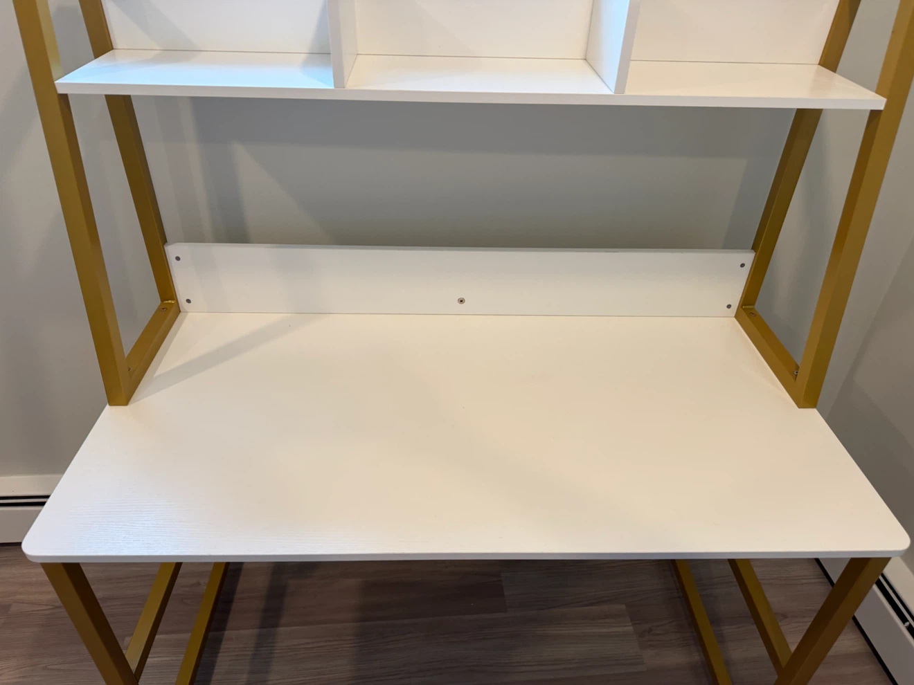 White Desk with Gold Frame and Shelves - photo 5