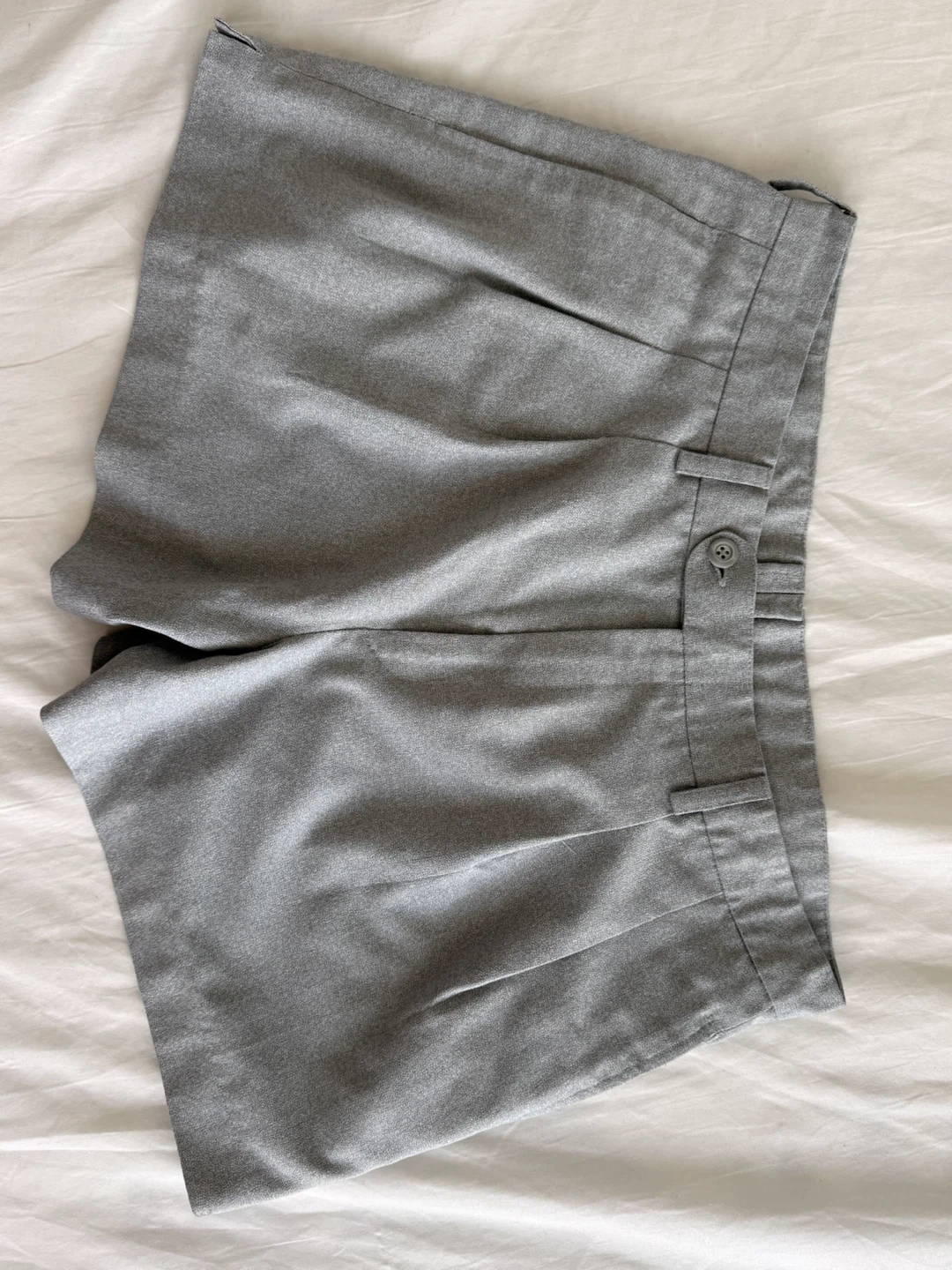 Grey Pleated Shorts