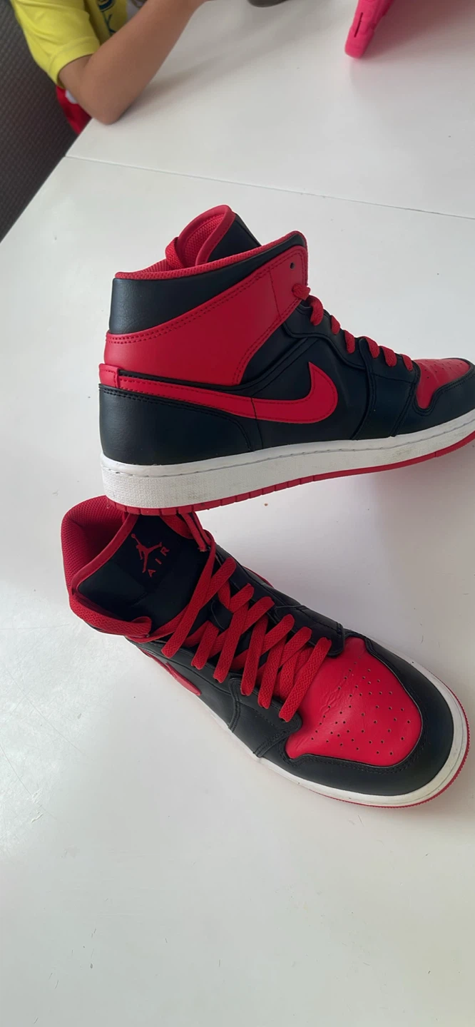 Air Jordan 1 Mid Black Red Sneakers - photo 3