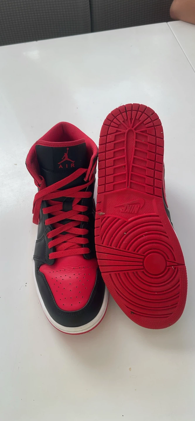 Air Jordan 1 Mid Black Red Sneakers - photo 4