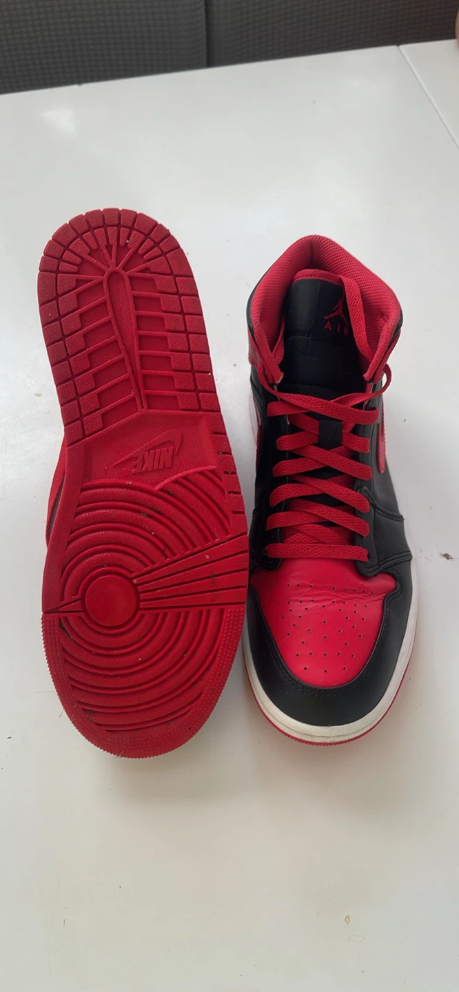 Air Jordan 1 Mid Black Red Sneakers - photo 5