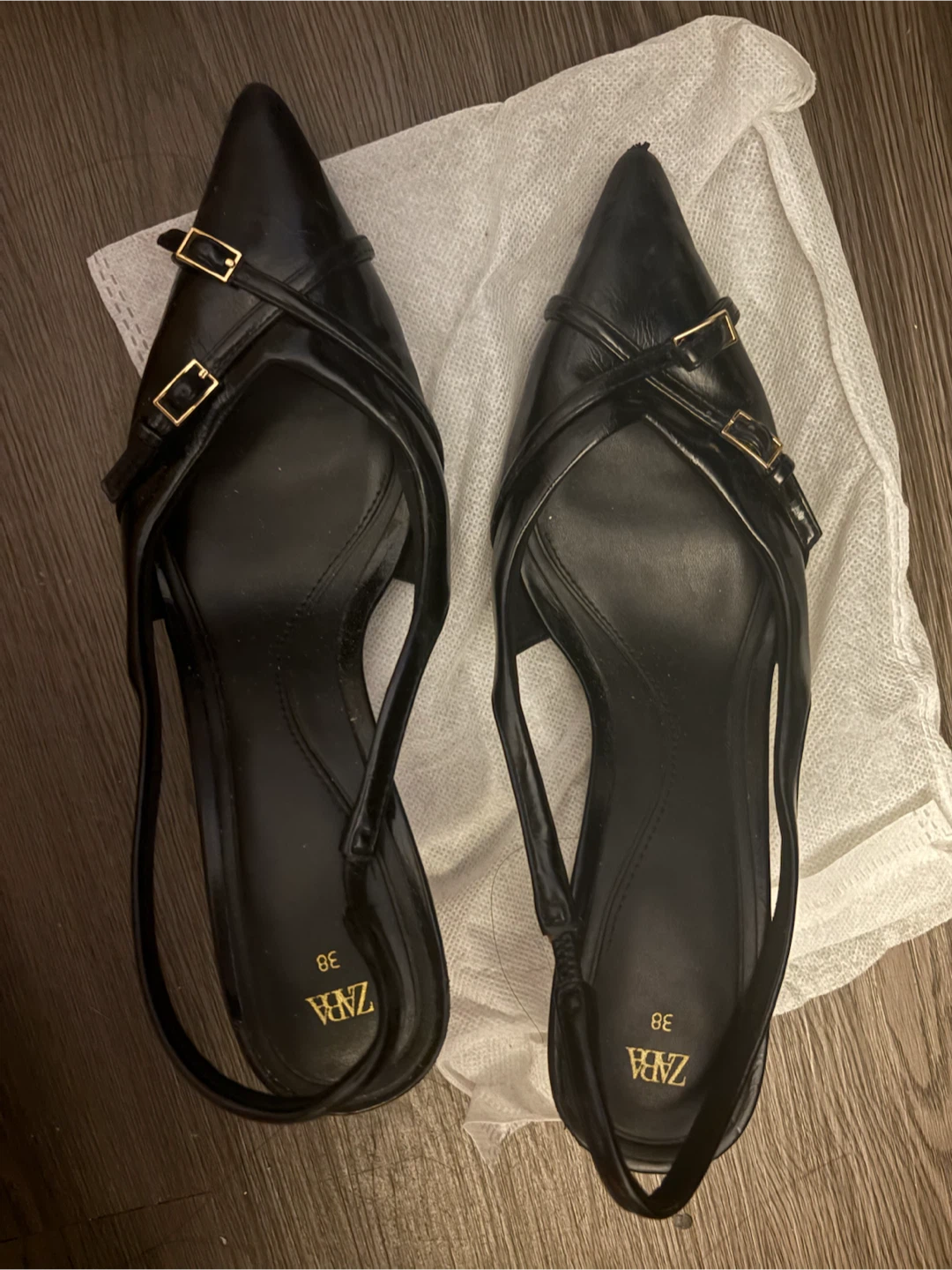 ZARA Black Slingback Heels Size 38
