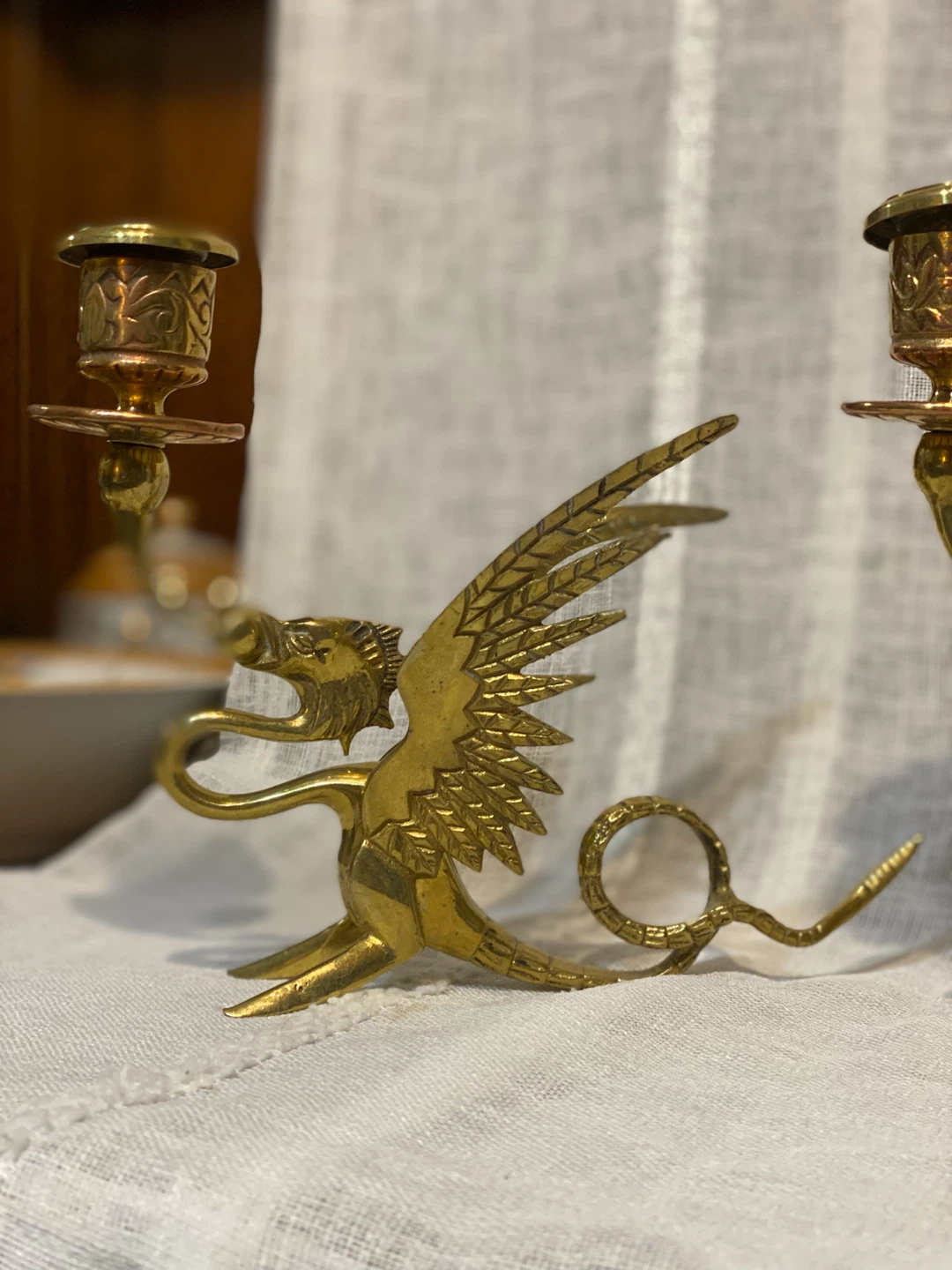 Vintage Brass Dragon Candle Holders (Pair) - photo 2