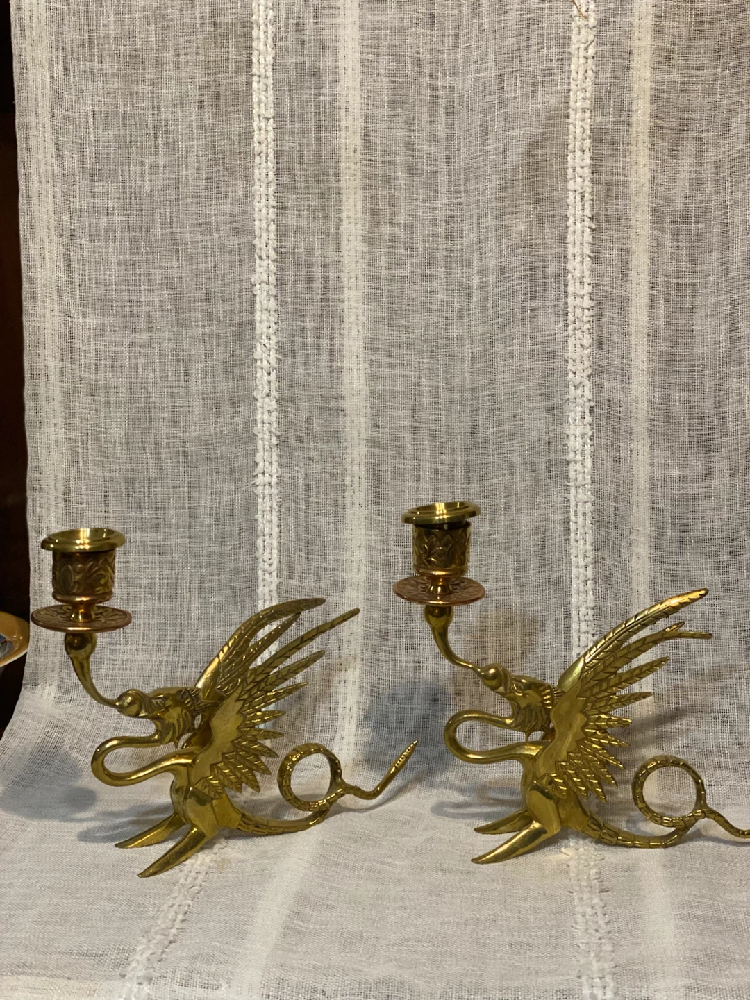 Vintage Brass Dragon Candle Holders (Pair)
