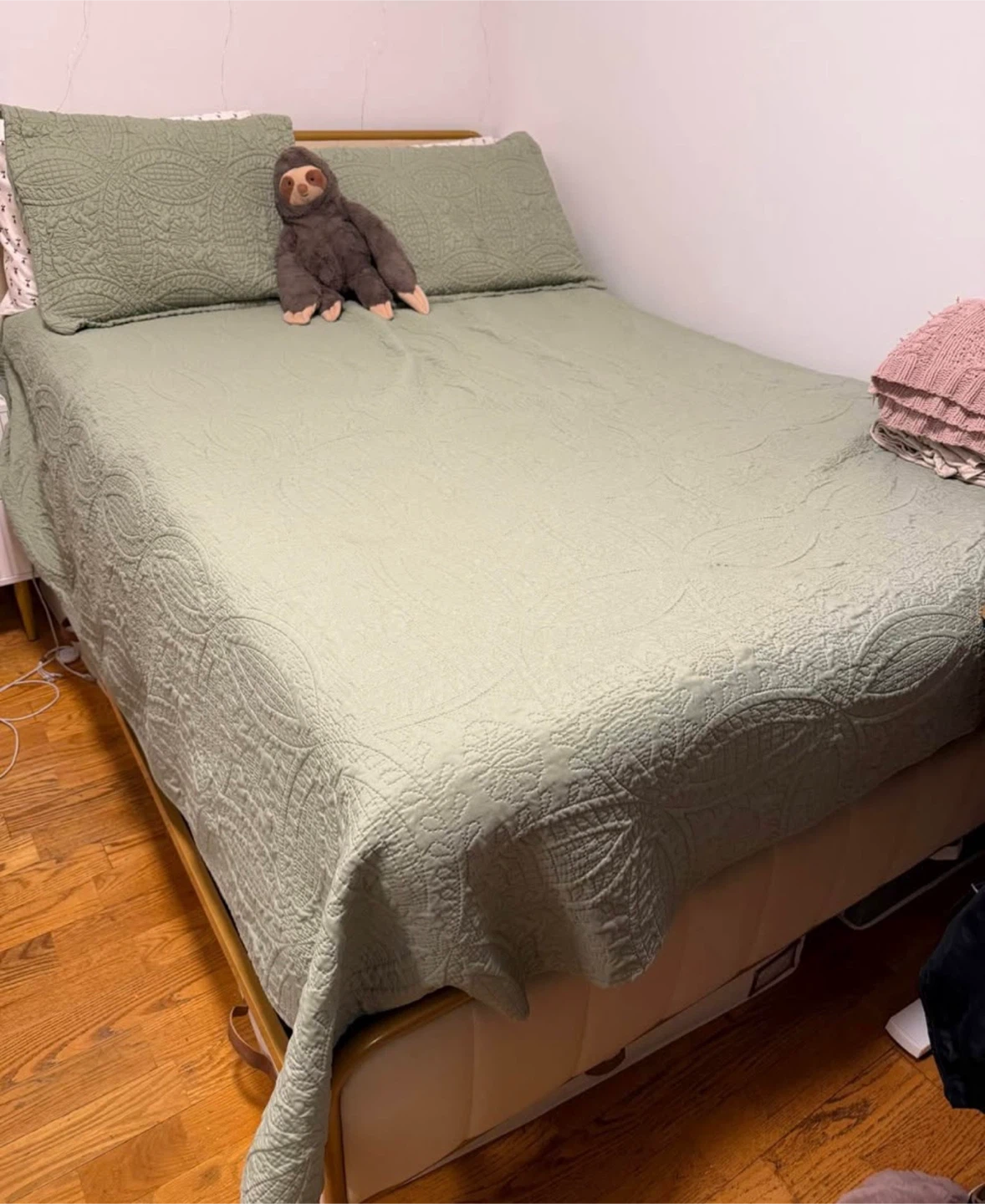 Beige Headboard Queen Bed Frame