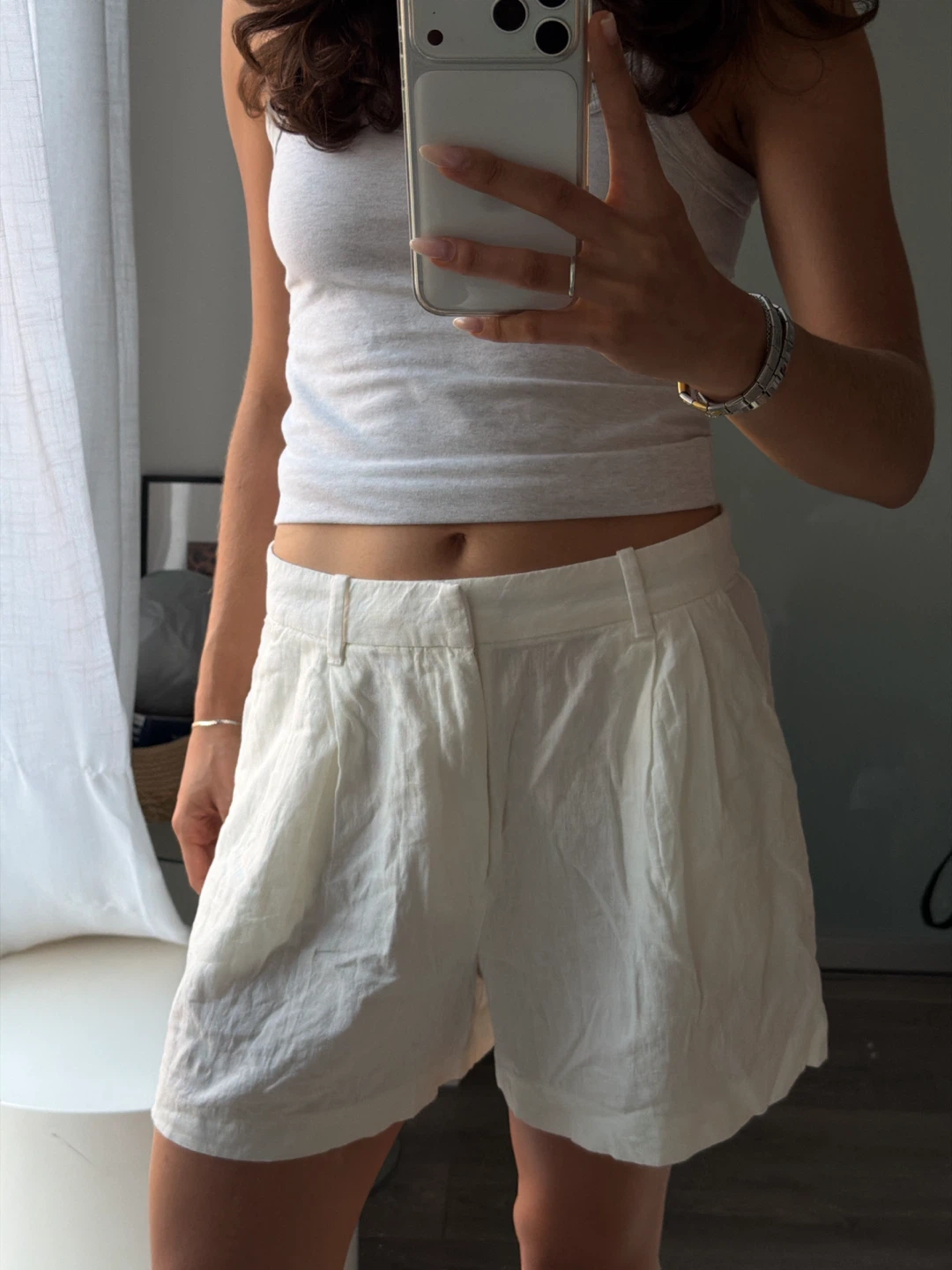 White Linen Shorts