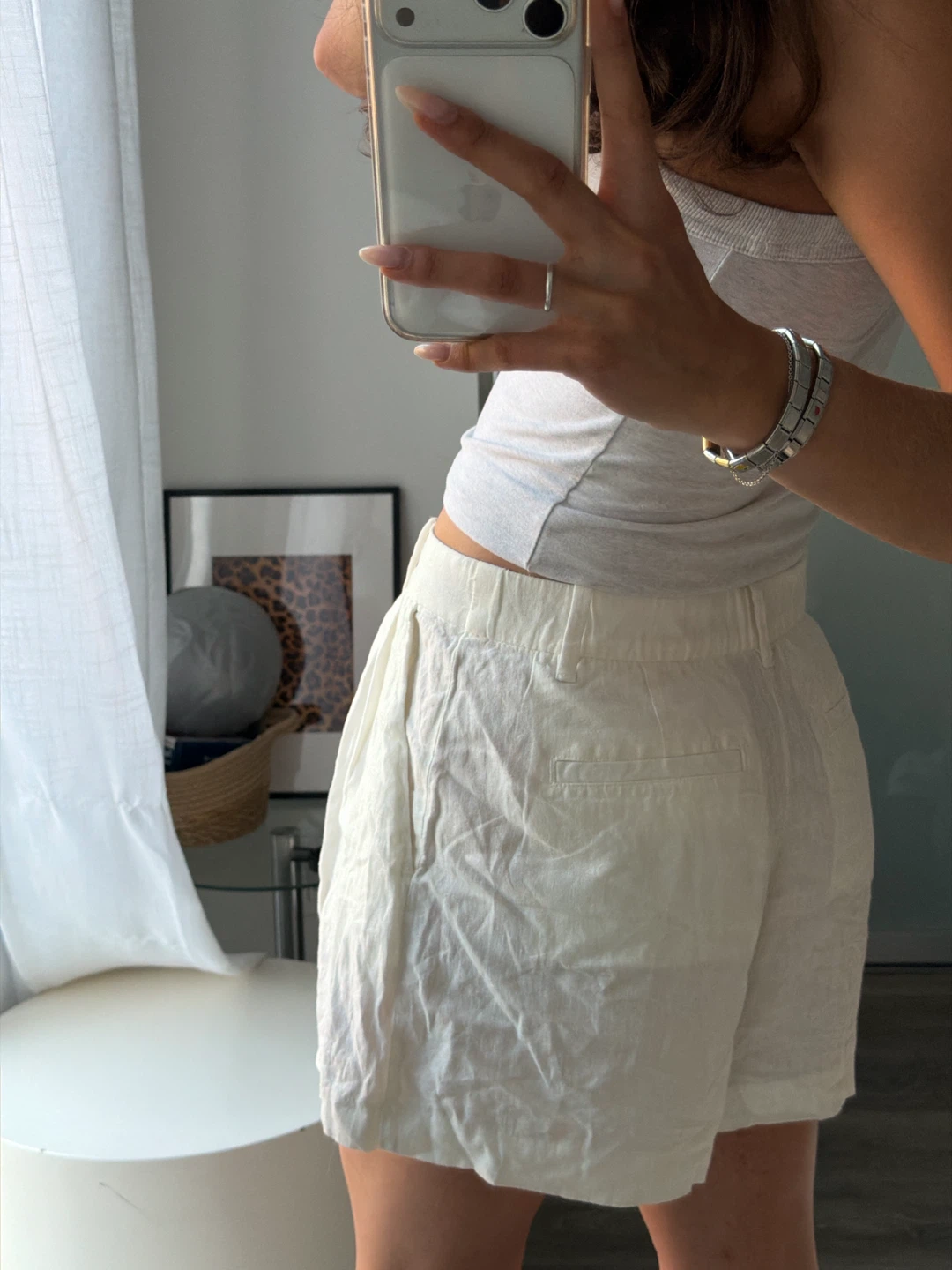 White Linen Shorts - photo 3