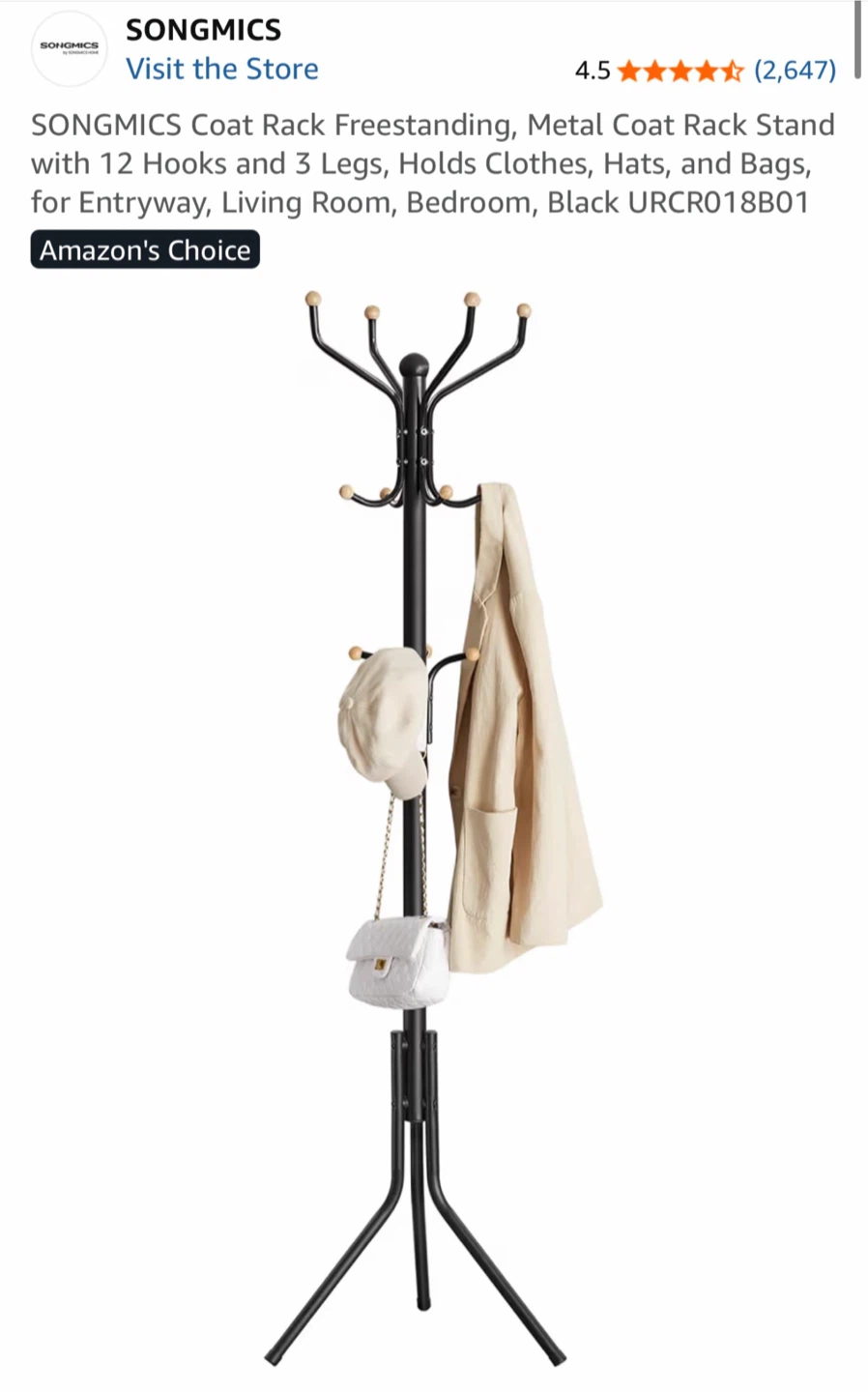 Coat Rack Stand Black - photo 3