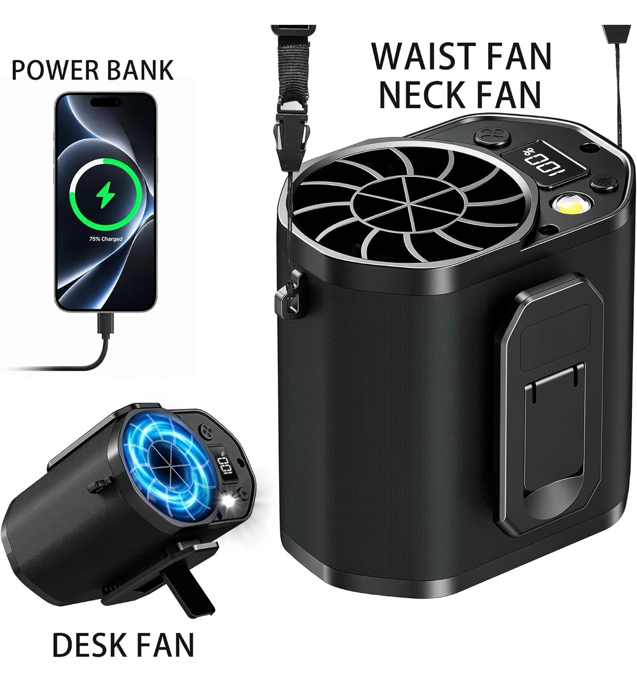 Portable Waist Fan with Power Bank Function - photo 2