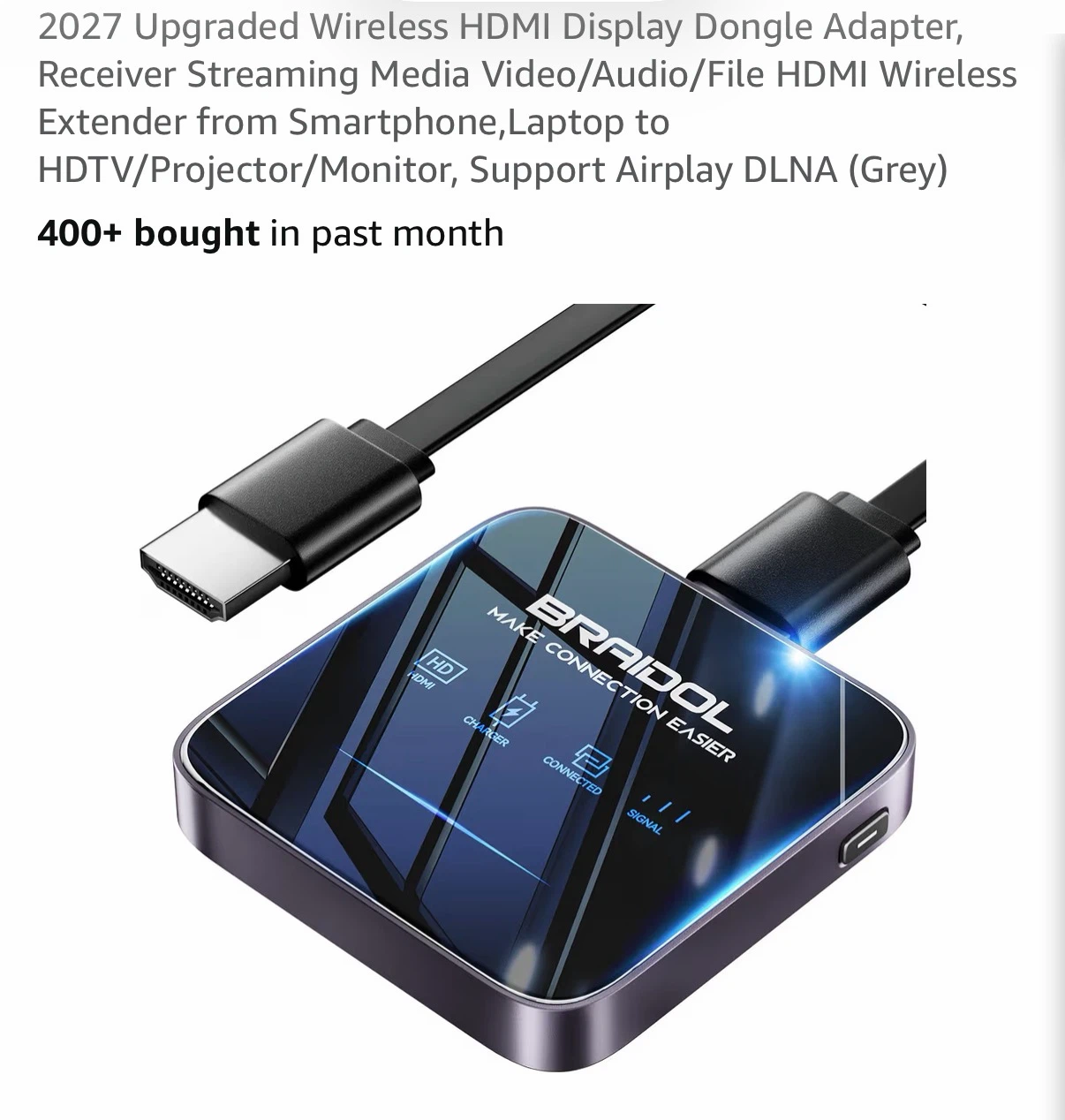 BRRIDOL Wireless HDMI Display Dongle Adapter (Grey)