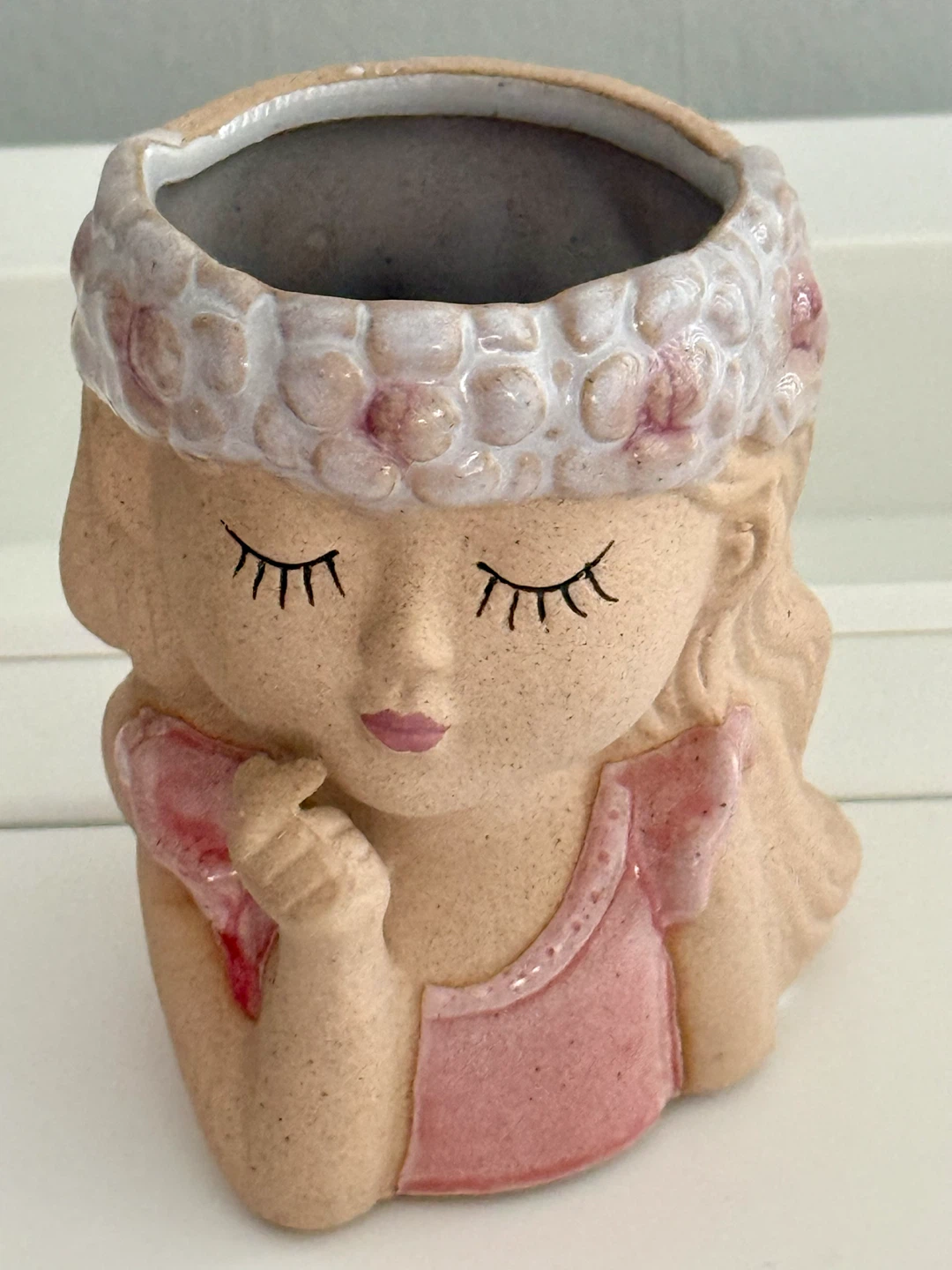 Girl Face Ceramic Planter Pot
