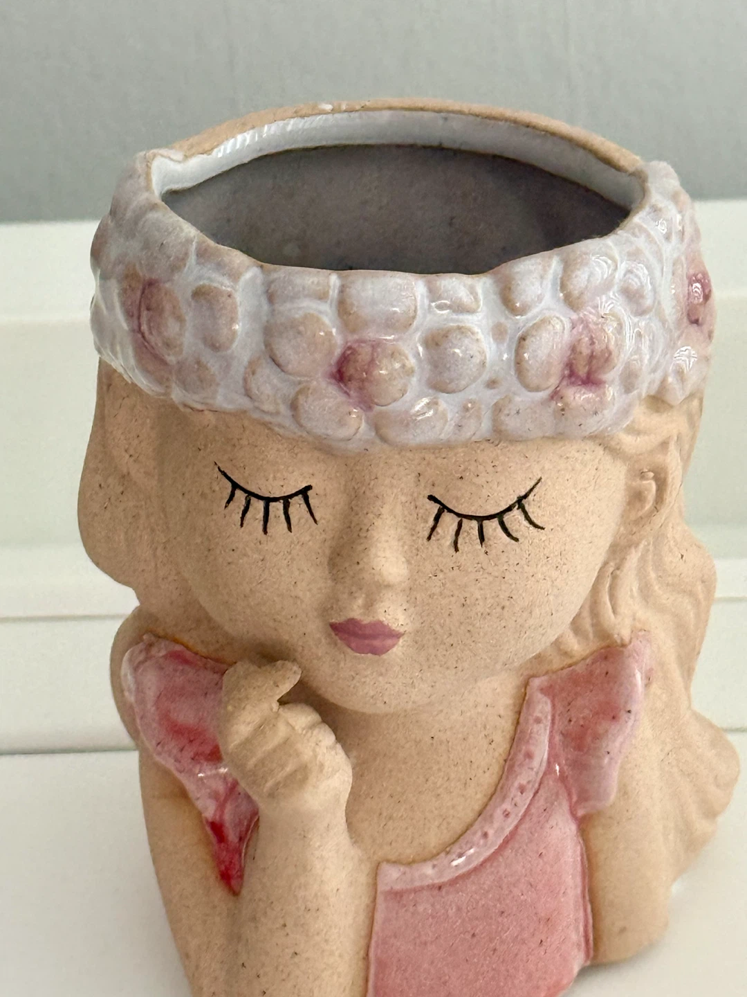 Girl Face Ceramic Planter Pot - photo 2