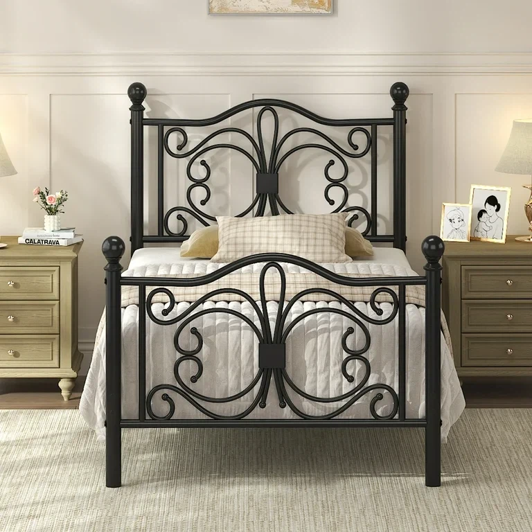 EBERY Twin Size Metal Bed Frame with Butterfly Pattern