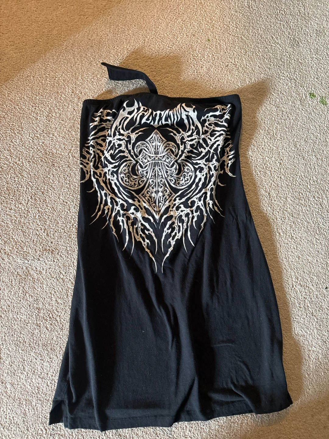 Affliction Black Strapless Top with Tattoo Design