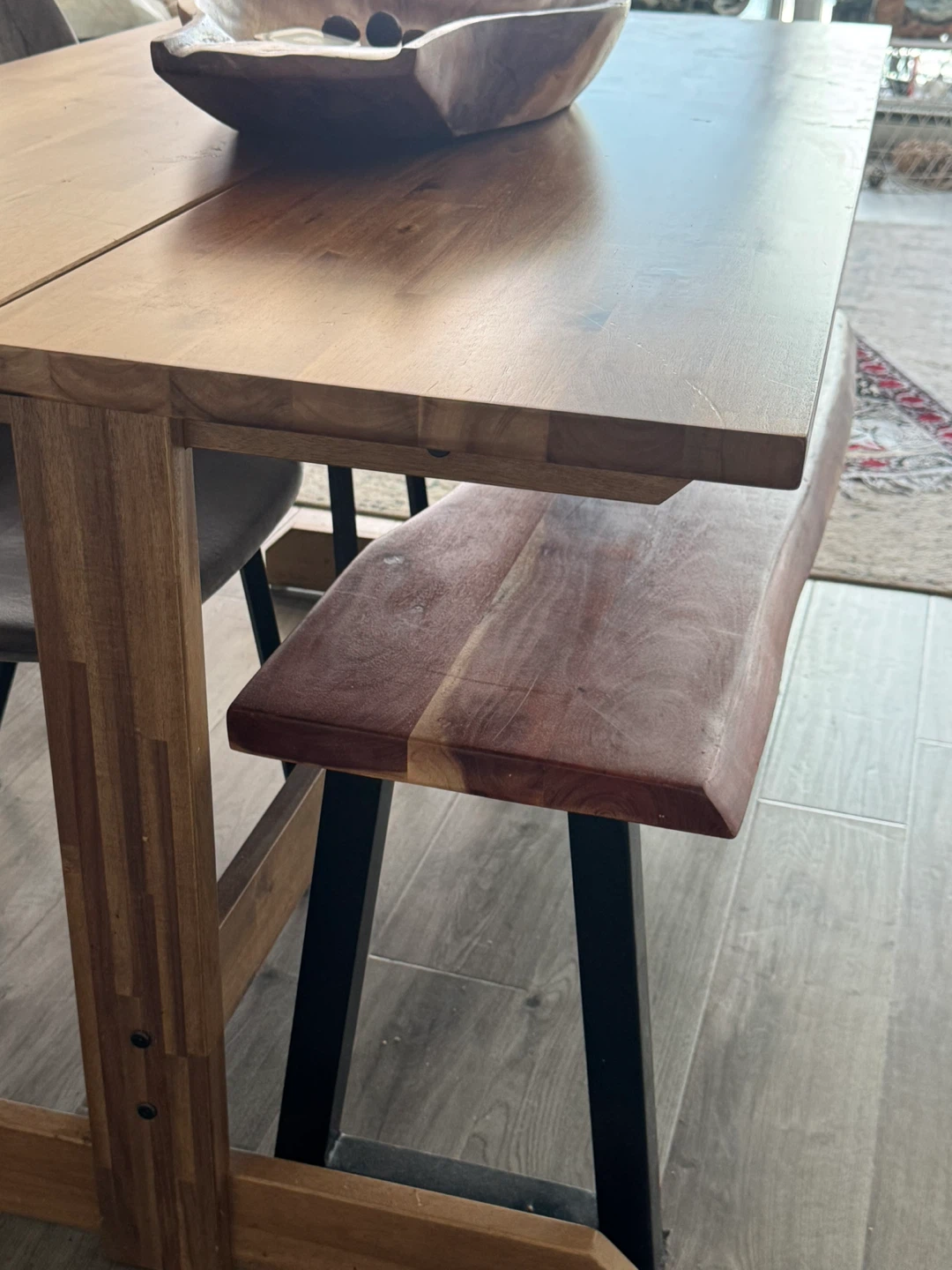 Wooden Dining Table with Bench - photo 2