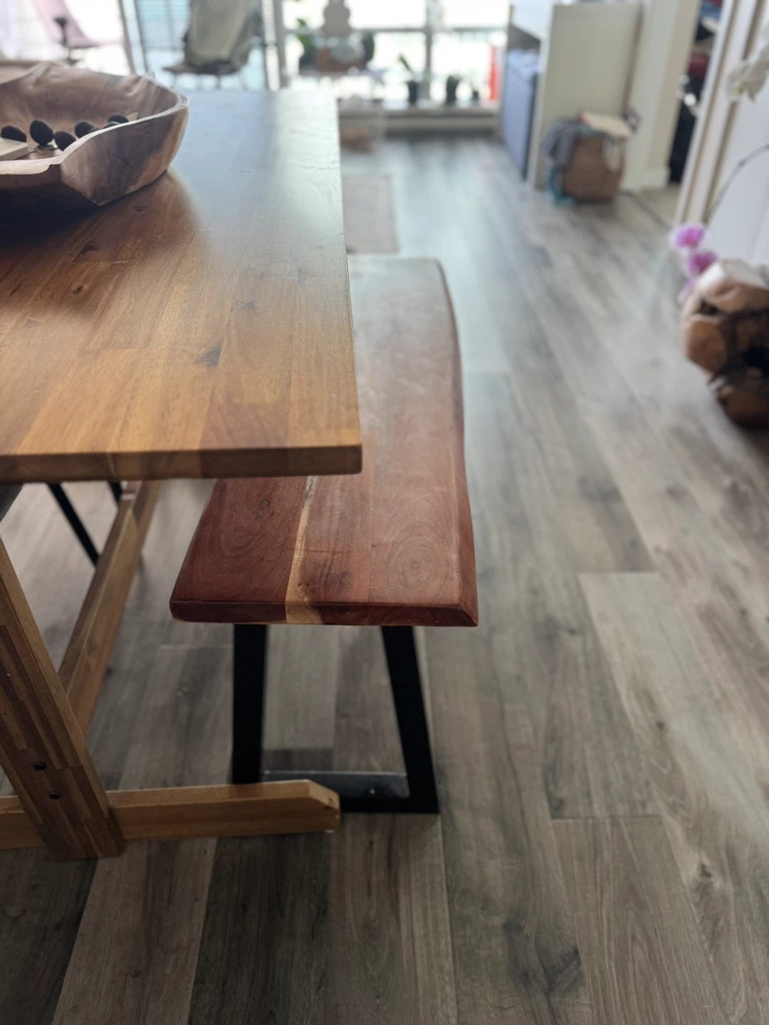 Wooden Dining Table with Bench - photo 4