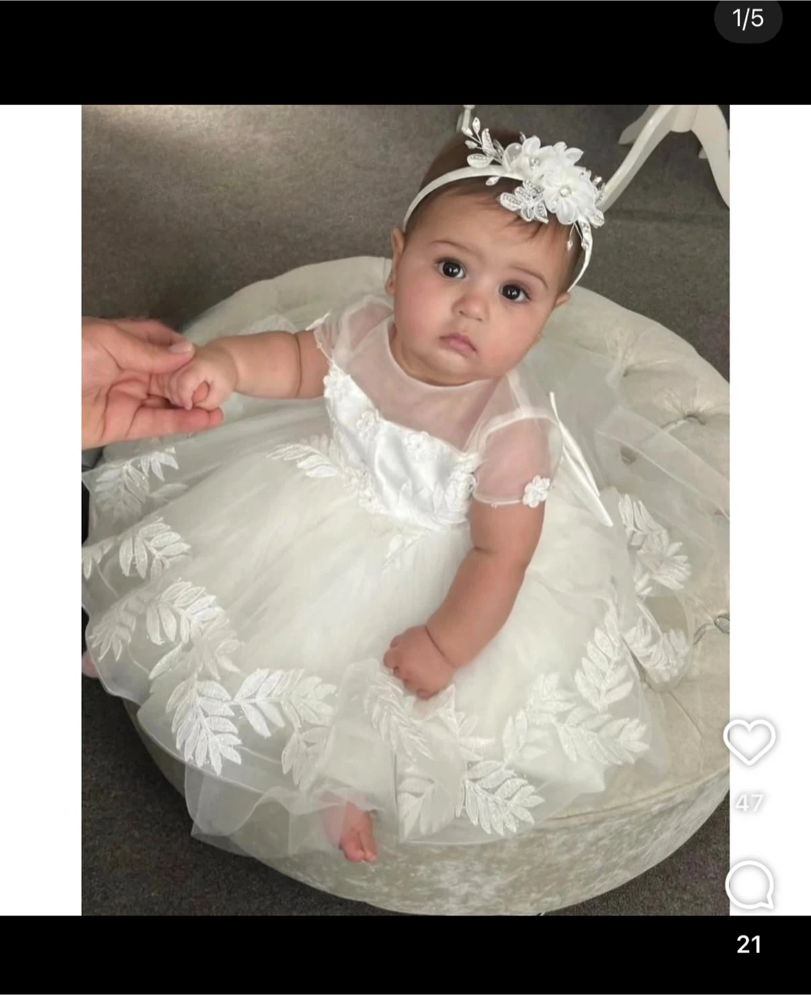 Baby Girl White Lace Christening Gown with Bonnet - photo 2