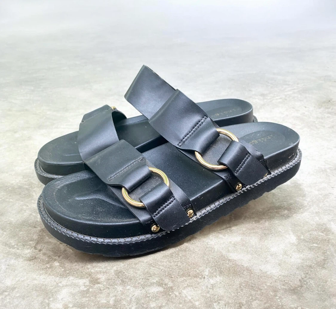 Indigo Rd. Black Double Strap Sandals