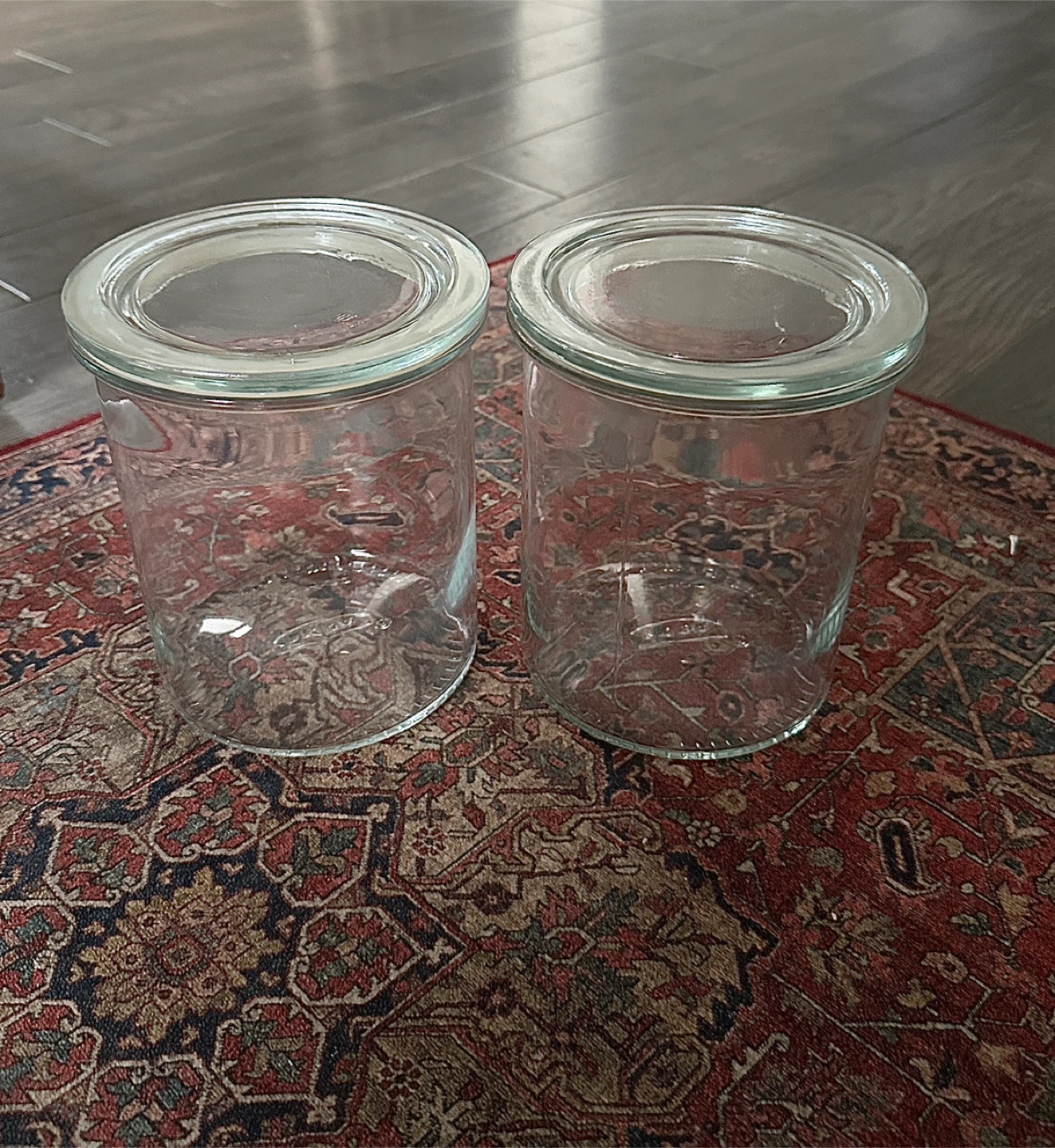 Set of 2 Clear Glass Storage Jars