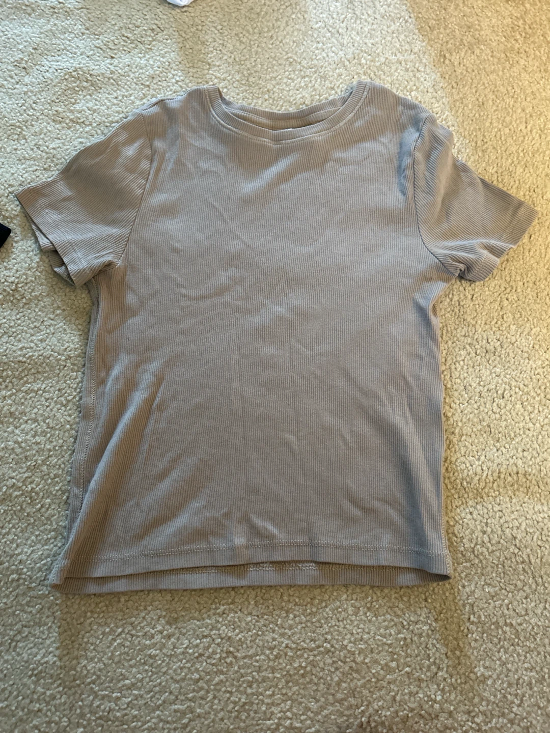 Cream, brown Ribbed T-Shirt