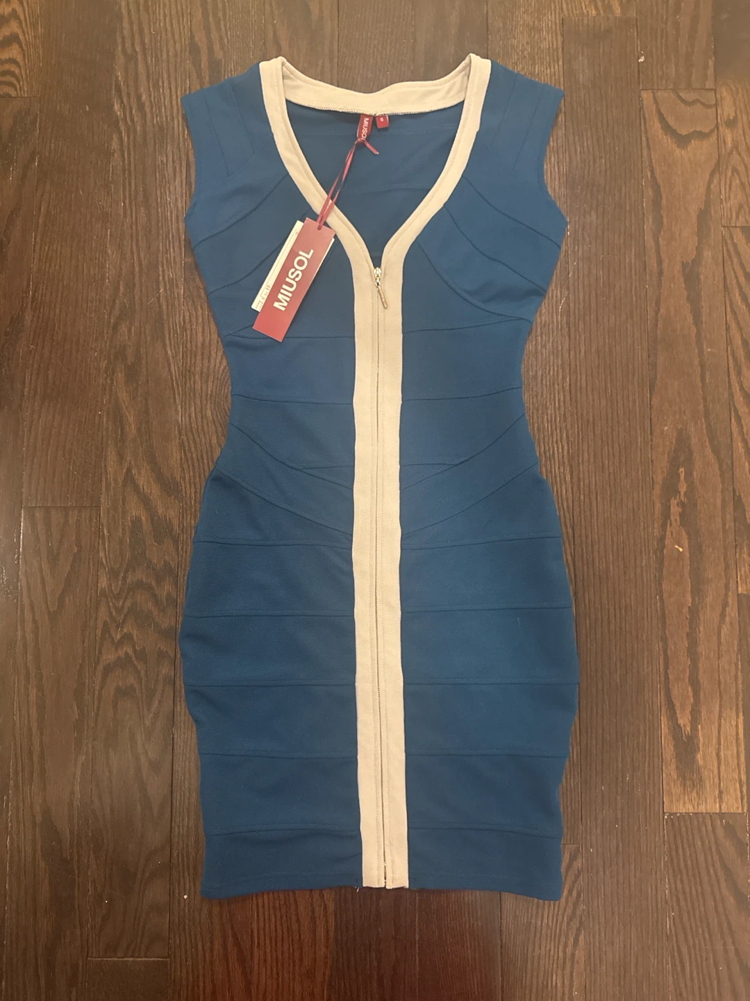 MUSOL Blue Bandage Dress with Zipper - Size S