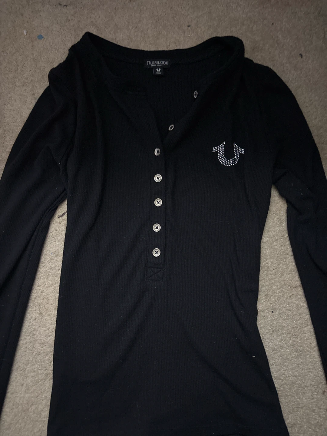 True Religion Black Rhinestone Horseshoe Long Sleeve Top - photo 4