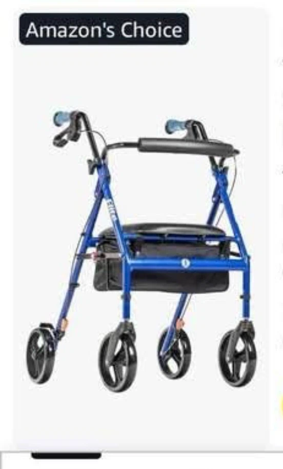 Brand new Blue Elite 4-Wheel Walker with Seat and bag - 55% OFF