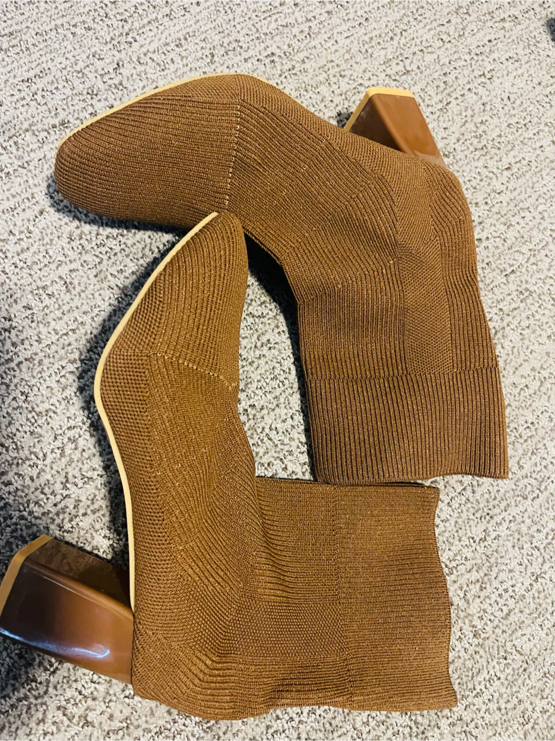Brown Knit Sock Boots