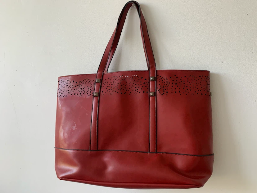 Red Tote Bag with Perforated Design - photo 2