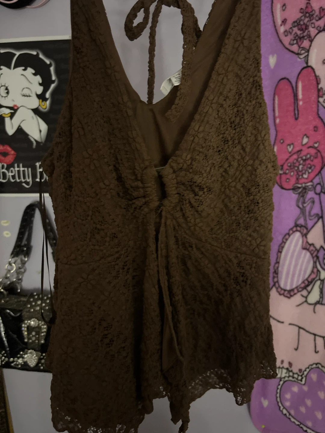 KIRIOUS LOS ANGELES Brown Lace Tank Top