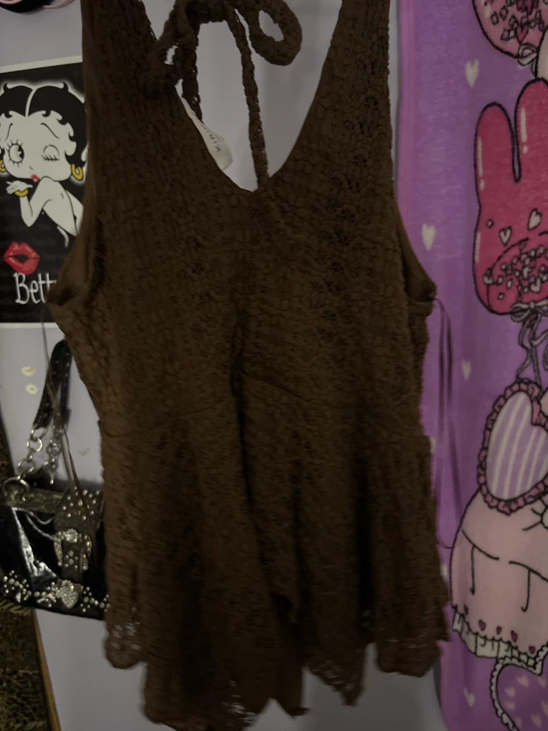 KIRIOUS LOS ANGELES Brown Lace Tank Top - photo 2