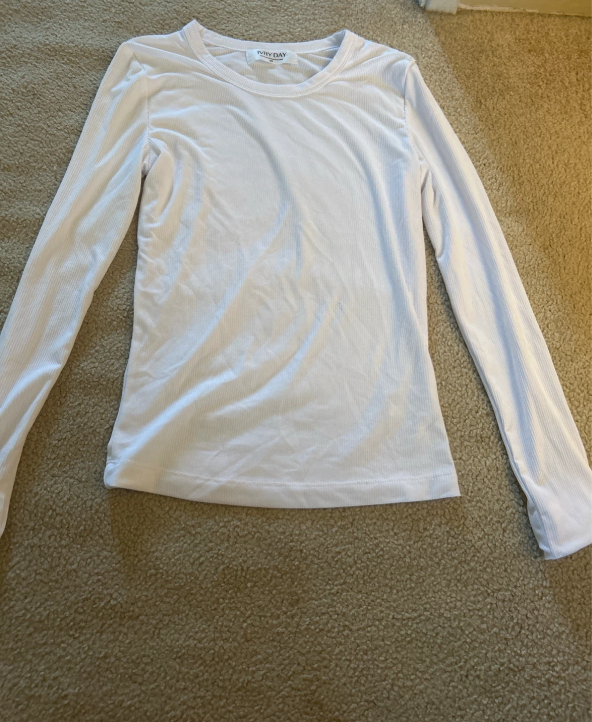 IVRY DAY White Ribbed Long Sleeve Top
