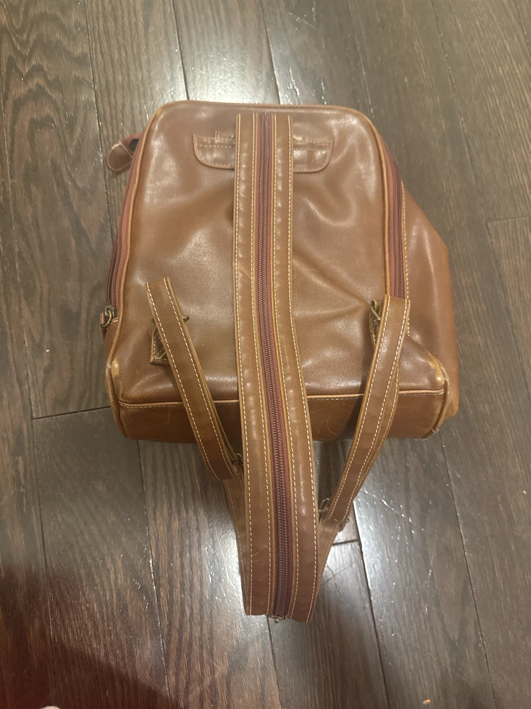 Brown Leather Patchwork Backpack - photo 2