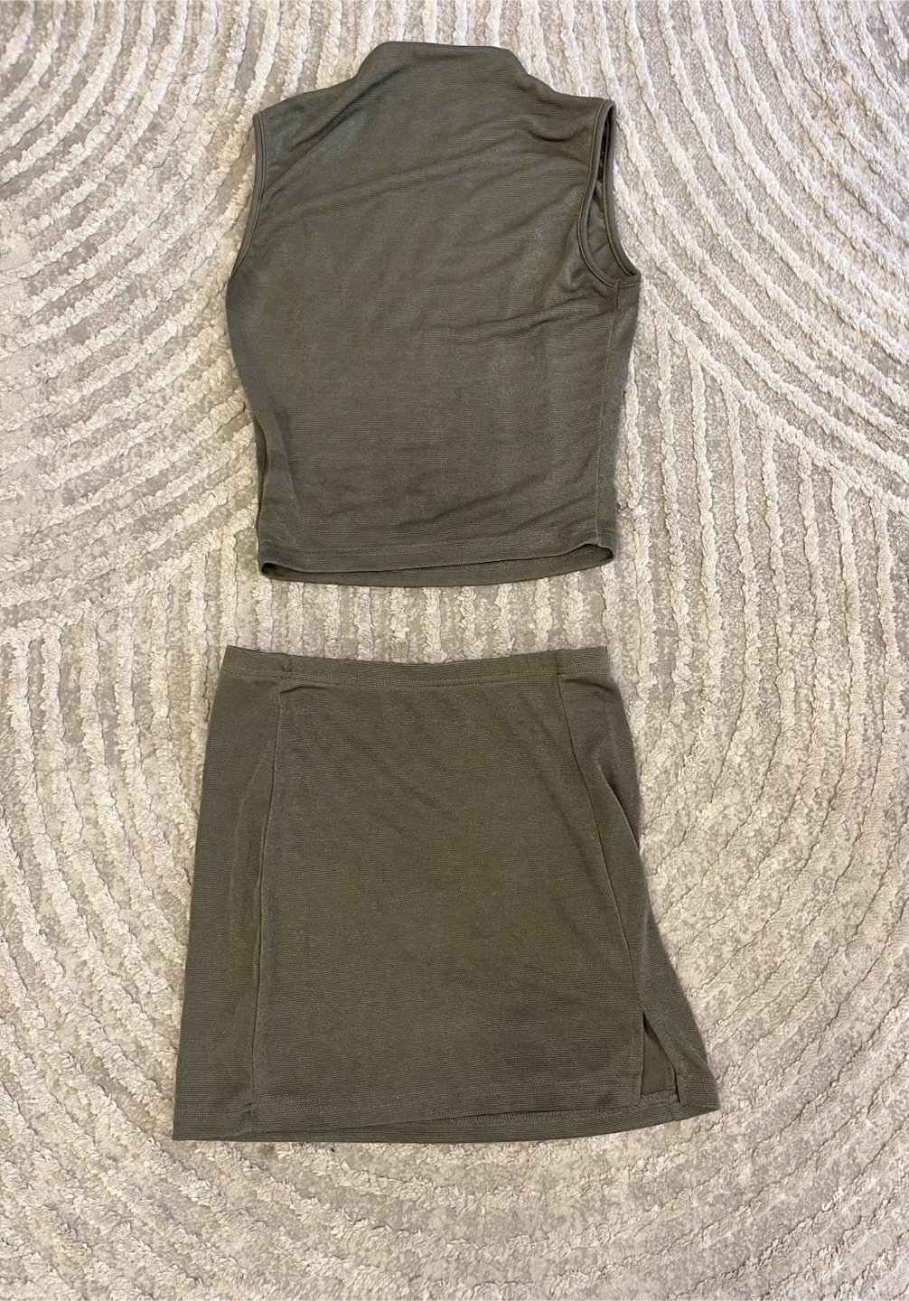 Sleeveless Mock Neck Crop Top & Mini Skirt Set