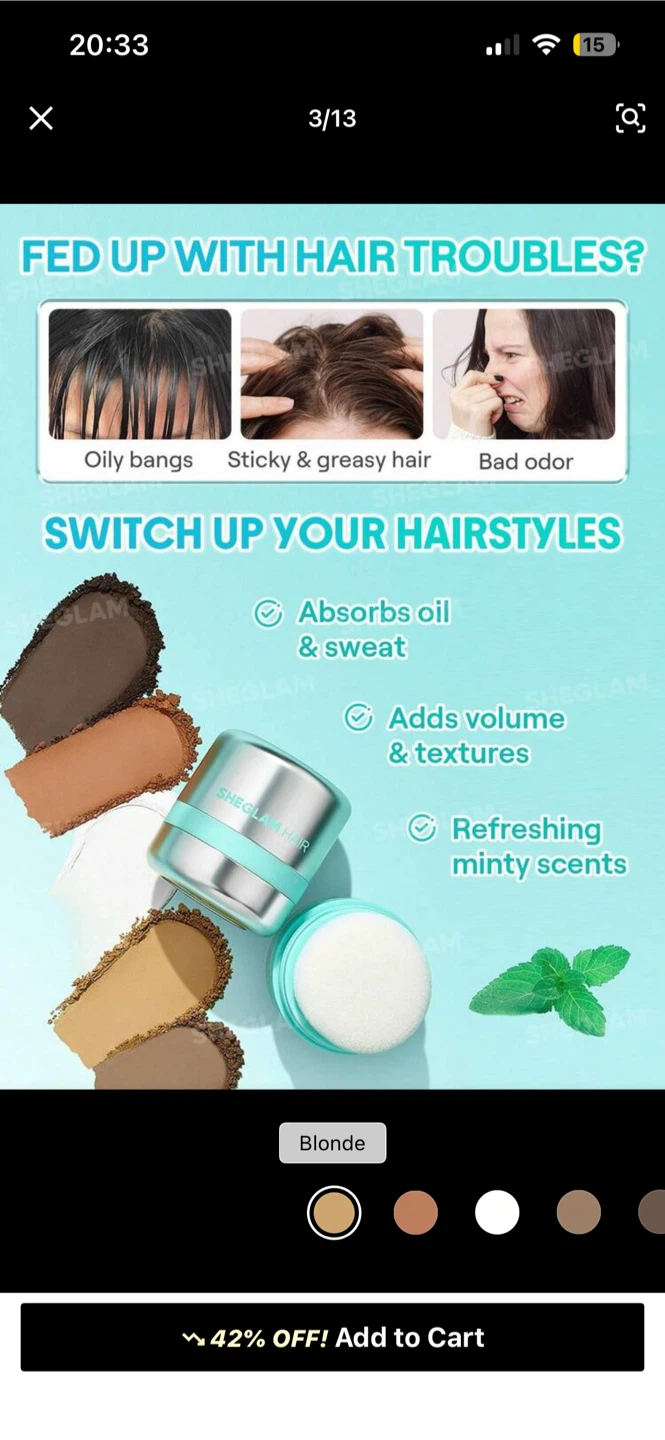 Mint chocolate Dry Shampoo powder  - Blonde - photo 3
