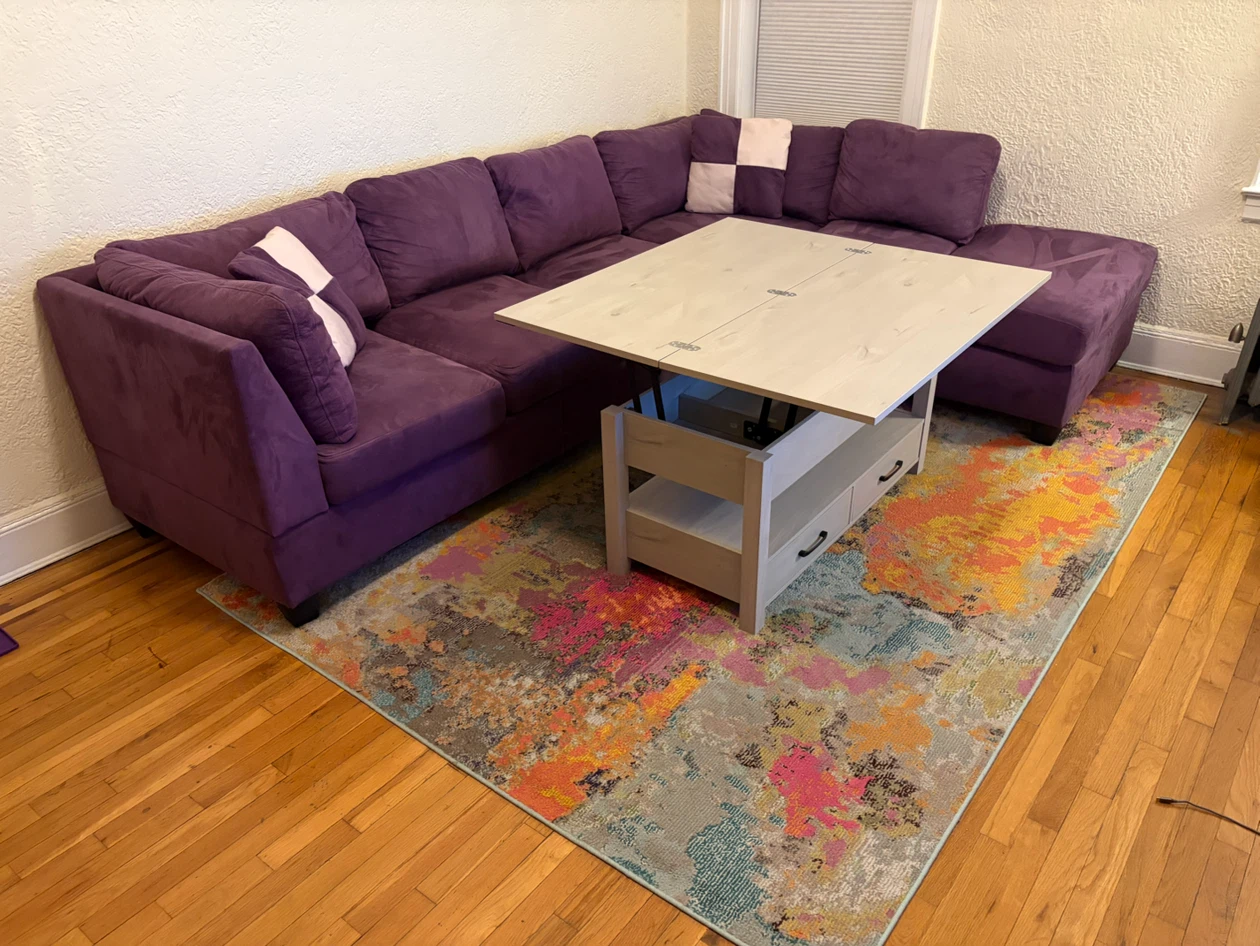 Lift-Top Convertible Coffee Table with Drawers - photo 5