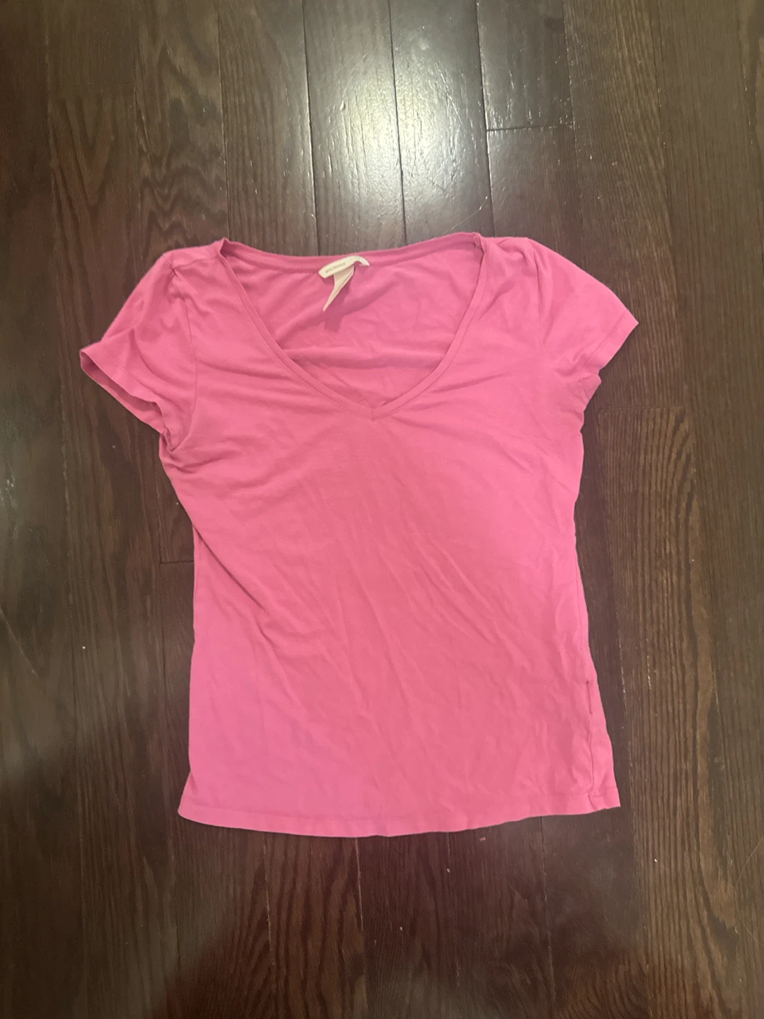 H&M Basic V-Neck T-Shirt - Pink - Small