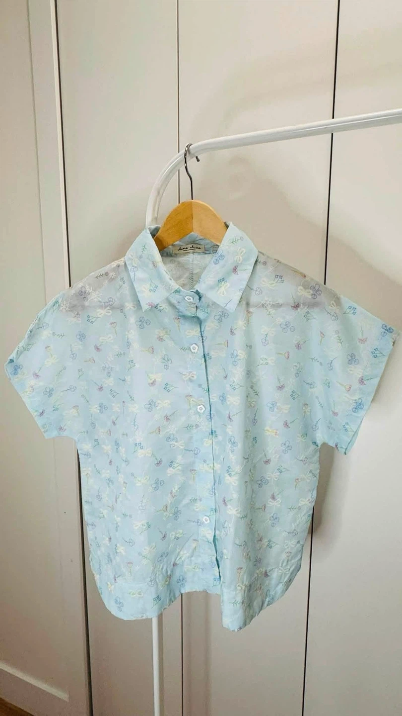 Women's Short Sleeve Button-Up eyelet embroidered Shirt - photo 4