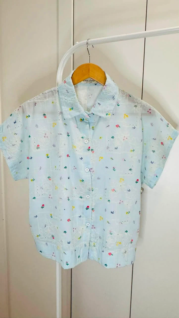 Women's Short Sleeve Button-Up eyelet embroidered Shirt - photo 5